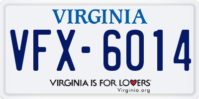 VA license plate VFX6014