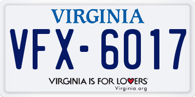 VA license plate VFX6017