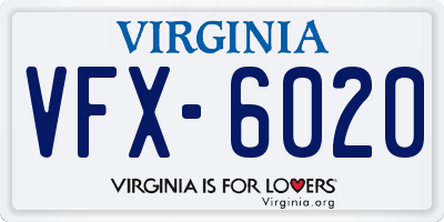 VA license plate VFX6020
