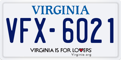 VA license plate VFX6021