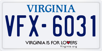 VA license plate VFX6031