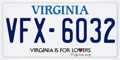 VA license plate VFX6032