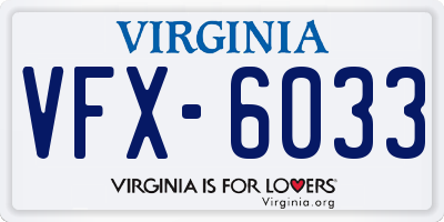 VA license plate VFX6033