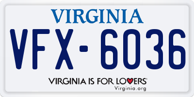 VA license plate VFX6036