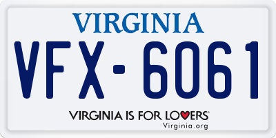 VA license plate VFX6061