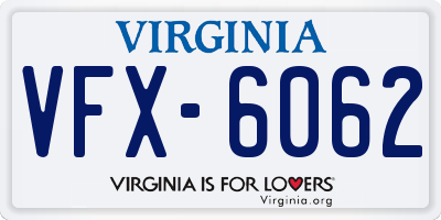 VA license plate VFX6062