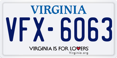 VA license plate VFX6063