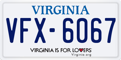 VA license plate VFX6067