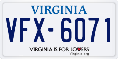 VA license plate VFX6071