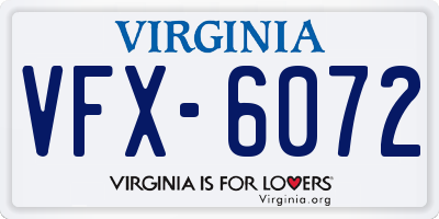 VA license plate VFX6072