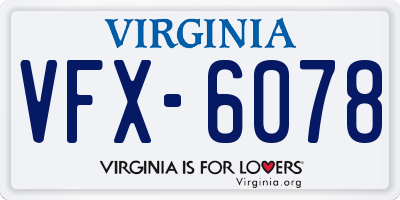 VA license plate VFX6078
