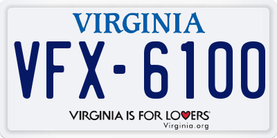 VA license plate VFX6100