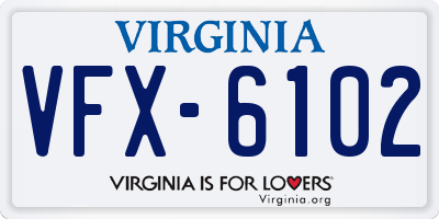 VA license plate VFX6102