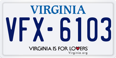 VA license plate VFX6103