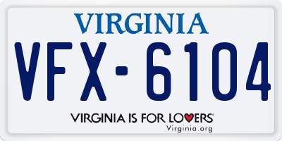 VA license plate VFX6104