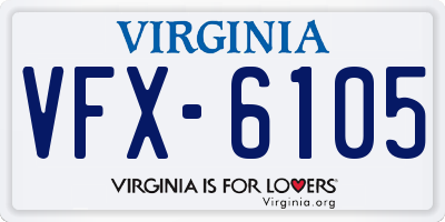 VA license plate VFX6105