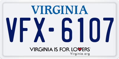 VA license plate VFX6107