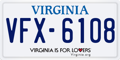 VA license plate VFX6108