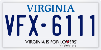 VA license plate VFX6111