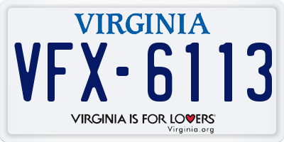 VA license plate VFX6113