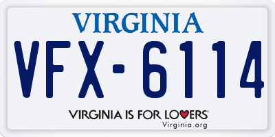 VA license plate VFX6114