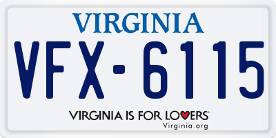 VA license plate VFX6115