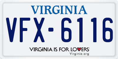 VA license plate VFX6116