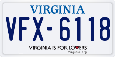 VA license plate VFX6118