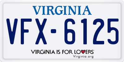VA license plate VFX6125