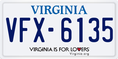 VA license plate VFX6135