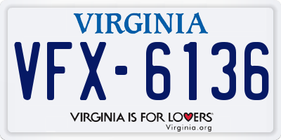 VA license plate VFX6136