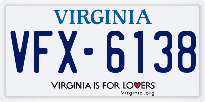VA license plate VFX6138