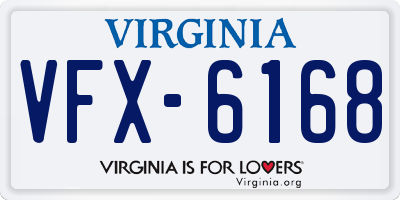 VA license plate VFX6168