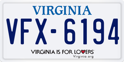 VA license plate VFX6194