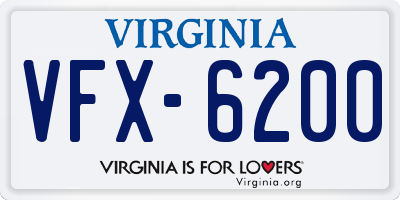 VA license plate VFX6200