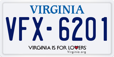 VA license plate VFX6201