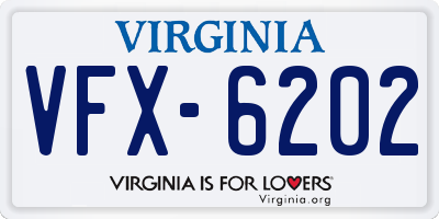 VA license plate VFX6202