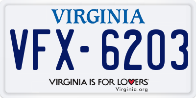 VA license plate VFX6203