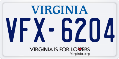 VA license plate VFX6204