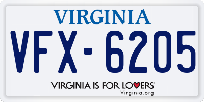 VA license plate VFX6205