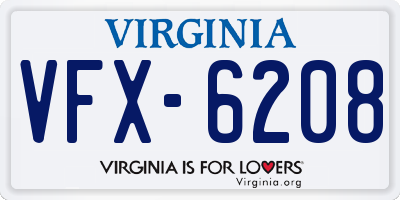 VA license plate VFX6208
