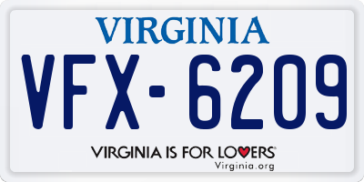 VA license plate VFX6209