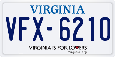 VA license plate VFX6210