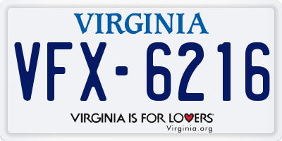 VA license plate VFX6216