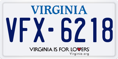 VA license plate VFX6218