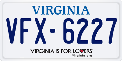 VA license plate VFX6227