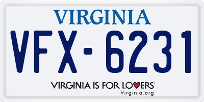 VA license plate VFX6231