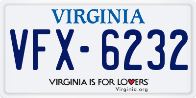 VA license plate VFX6232
