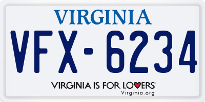 VA license plate VFX6234