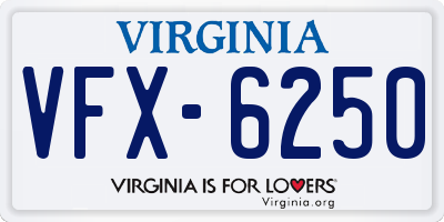 VA license plate VFX6250
